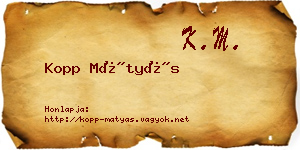 Kopp Mátyás névjegykártya