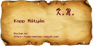 Kopp Mátyás névjegykártya